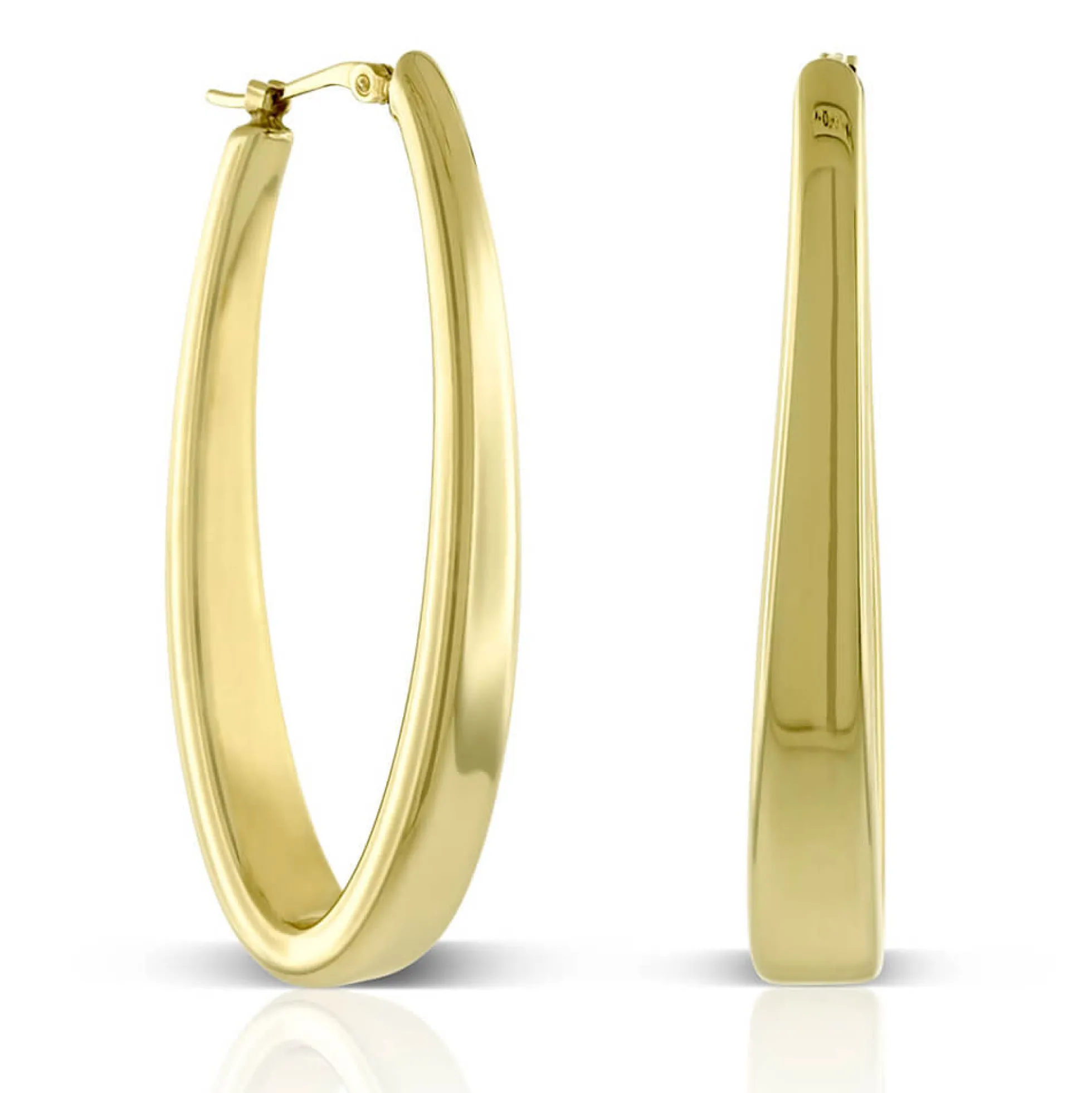 43MM Large Oval Hoop Earrings 14K