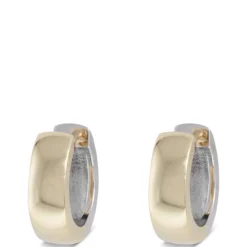 12MM Mixed Metal Hinge Hoop Earrings, 14k Mixed Gold
