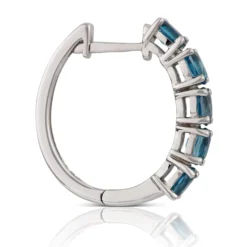 12.7MM Oval Blue Topaz Hoop Earrings 14K