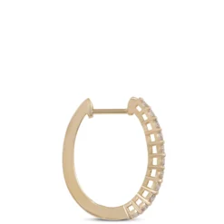 20MM Oval Diamond Hoop Earrings, 14K Yellow Gold