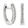 12MM Oval Diamond Hoop Earrings 14K White Gold