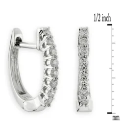12MM Oval Diamond Hoop Earrings 14K White Gold