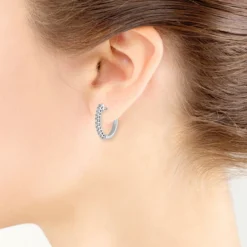 17MM Oval Diamond Hoop Earrings 14K, 1/3 ctw.