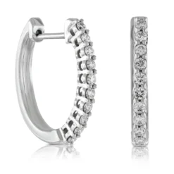 17MM Oval Diamond Hoop Earrings 14K, 1/3 ctw.