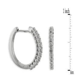 20MM Oval Diamond Hoop Earrings 14K, 1/2 ctw.