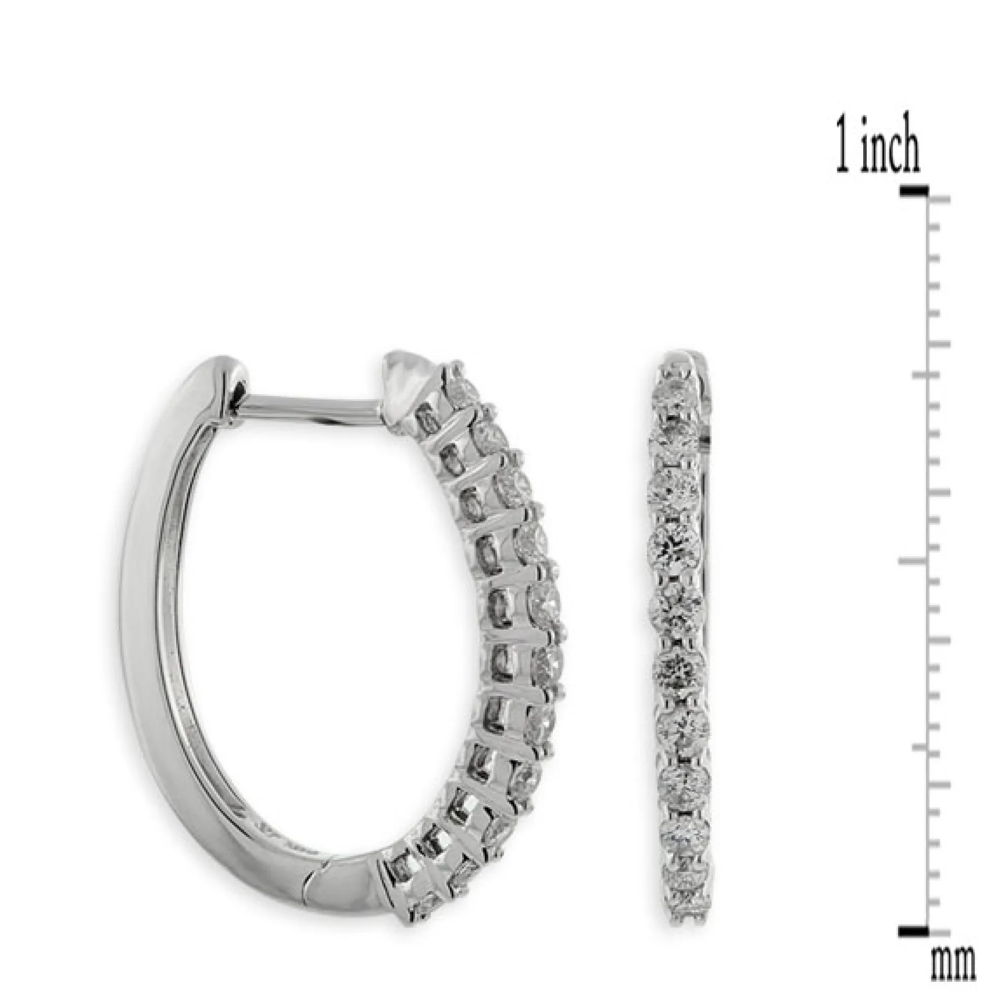20MM Oval Diamond Hoop Earrings 14K, 1/2 ctw.