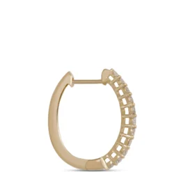 17MM Oval Diamond Hoops, 14K Yellow Gold