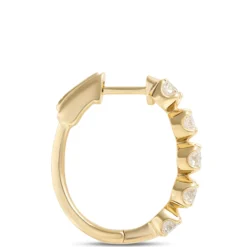 24MM Oval Hoop Diamond Earrings, 2 Total Carat Weight, 14K Yellow Gold
