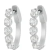 19MM Oval Hoop Diamond Earrings, 14K White Gold