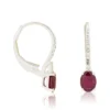 18MM Oval Ruby & Diamond Drop Earrings 14K