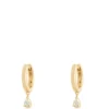 12.5MM Pear Shaped Diamond Hoops, 14K Yellow Gold