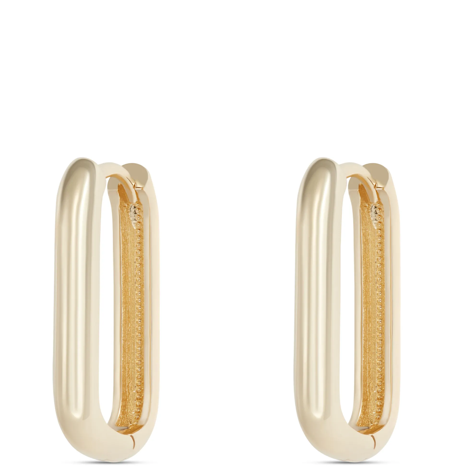 20MM Polished Oblong Hoops, 14k Yellow Gold