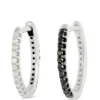 12.5MM Reversible Hoops with Black and White Diamonds, 14K White Gold