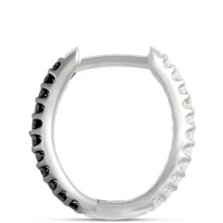 12.5MM Reversible Hoops with Black and White Diamonds, 14K White Gold