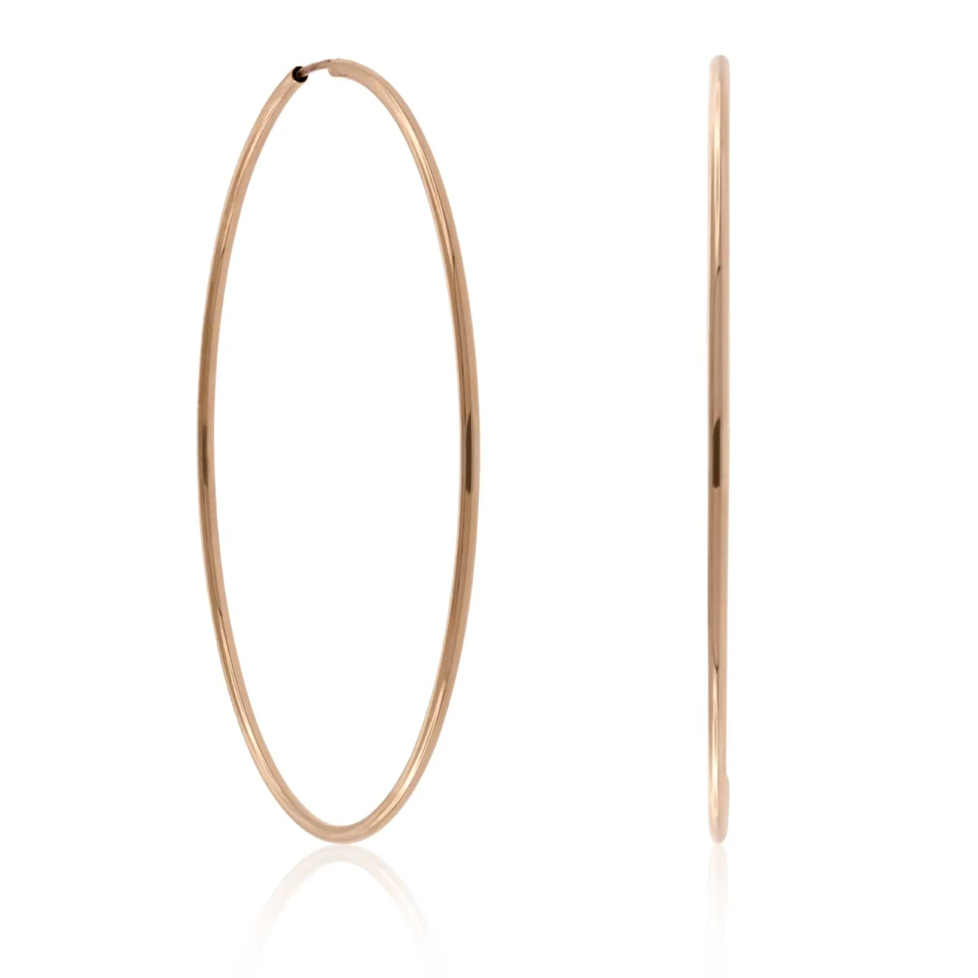 60MM Rose Gold Endless Hoop Earrings 14K