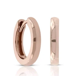 14MM Rose Gold Huggie Hoop Earrings 14K