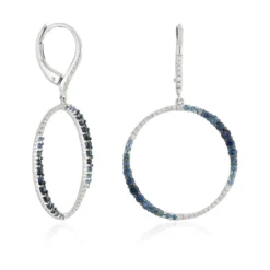 20MM Sapphire & Diamond Circle Earrings 14K