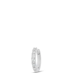 9MM Single Diamond Hoop Earring, 14K White Gold