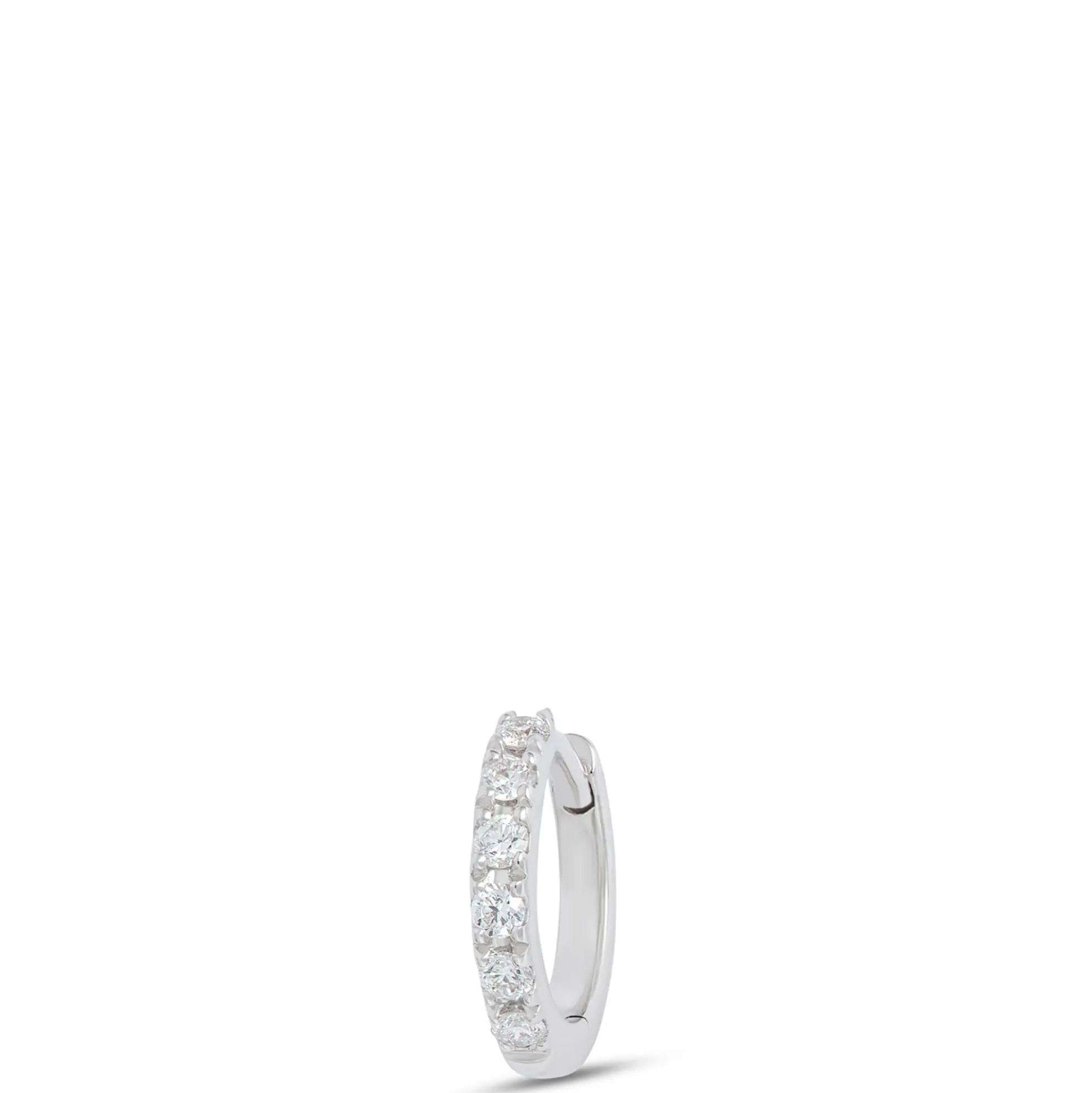 9MM Single Diamond Hoop Earring, 14K White Gold