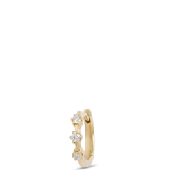 10MM Single Diamond Hoop Earring, 14K Yellow Gold
