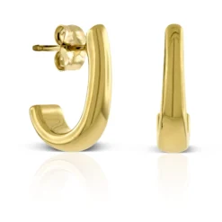15MM Small "J" Hoop Earrings 14K