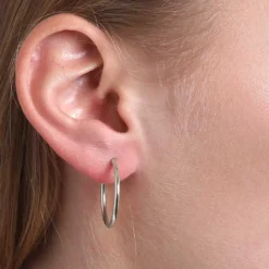 25MM Smooth Hoop Earrings 14K