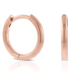 12MM Smooth Huggie Hoop Earrings, 14K Rose Gold