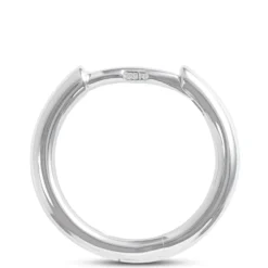 12MM Smooth Huggie Hoop Earrings, 14K White Gold