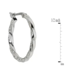 18MM Twisted Hoop Earrings, 14K White Gold