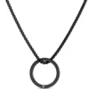 24mm Zirconium Ring Pendant on Black Stainless-Steel Chain