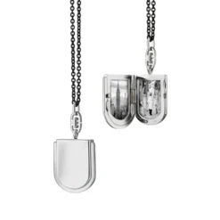 Monica Rich Kosann Horeshoe Locket Necklace with Curb Bail, Sterling Silver