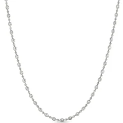 Moon Cut Oval Bead Necklace, 14K White Gold