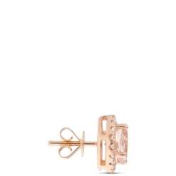 Morganite and Diamond Studs, 14K Rose Gold