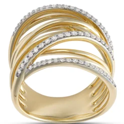 Multi-Band Diamond Ring, 14K Yellow Gold