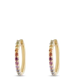 Multicolored Sapphire Hoops, 14K White Gold