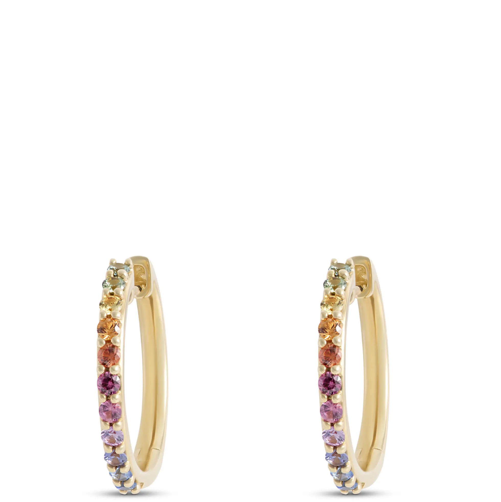 Multicolored Sapphire Hoops, 14K White Gold