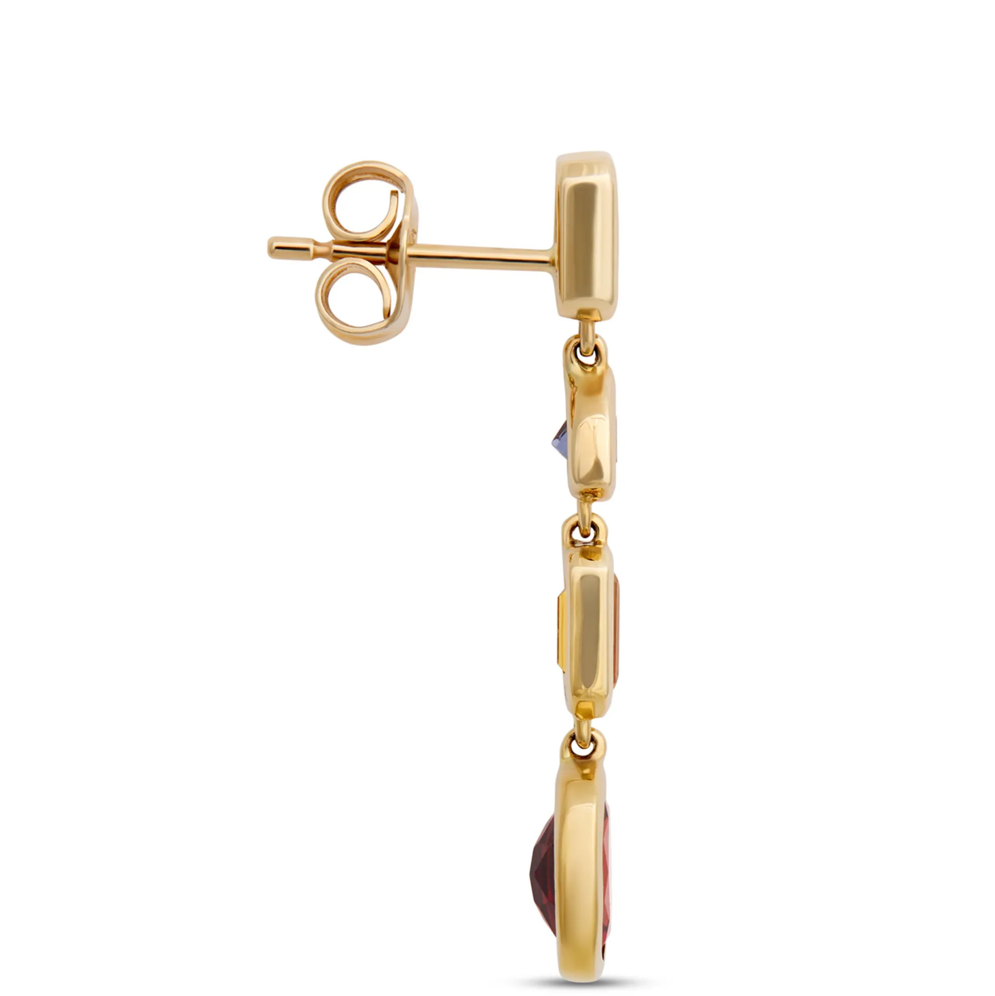 Multicolor Gemstone Drop Earrings, 14K Yellow Gold