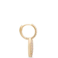 Oblong Pave Diamond Earrings, 14K Yellow Gold