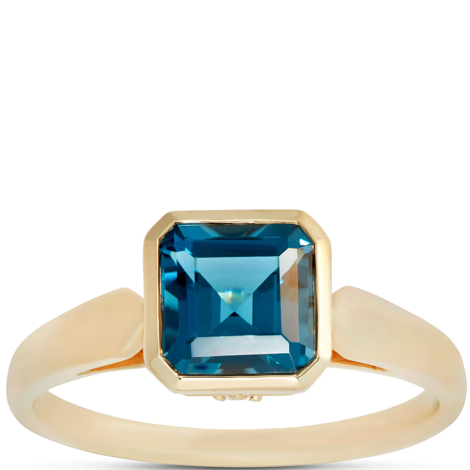 Octagon Blue Topaz Ring, 14K Yellow Gold