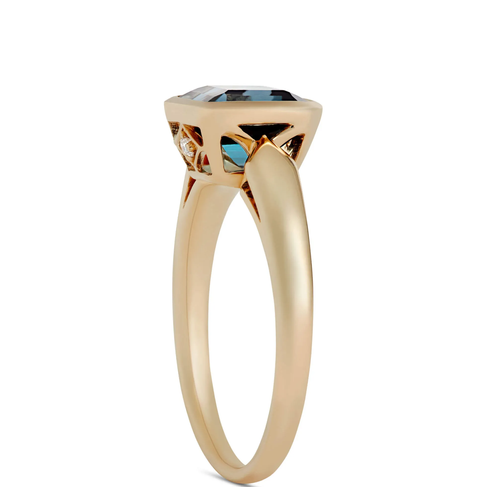 Octagon Blue Topaz Ring, 14K Yellow Gold