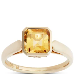 Octagon Citrine Ring, 14K Yellow Gold