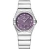 OMEGA Constellation Steel on Steel Purple Dial Watch, 28mm