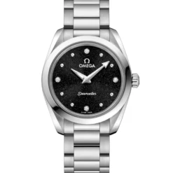 OMEGA Seamaster Aqua Terra 150M Steel on Steel Strap Black Dial Watch, 28mm
