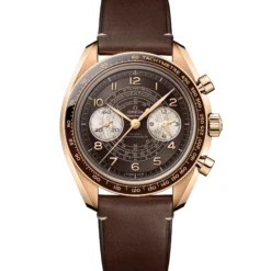 OMEGA Speedmaster Chronoscope Bronze Gold on Leather Strap Brown Dial Watch, 43mm