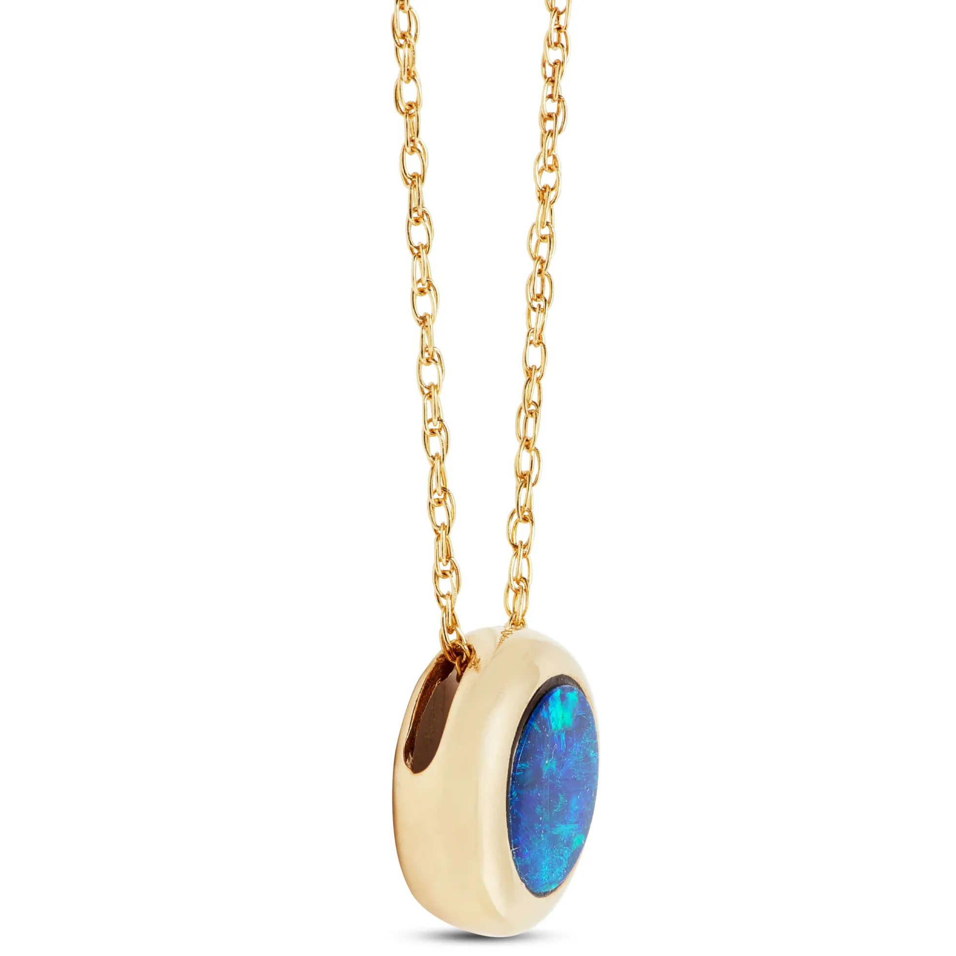 Opal Doublet Button Pendant 14K
