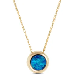 Opal Doublet Button Pendant 14K