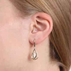 Opal Open Pear Drop Earrings 14K