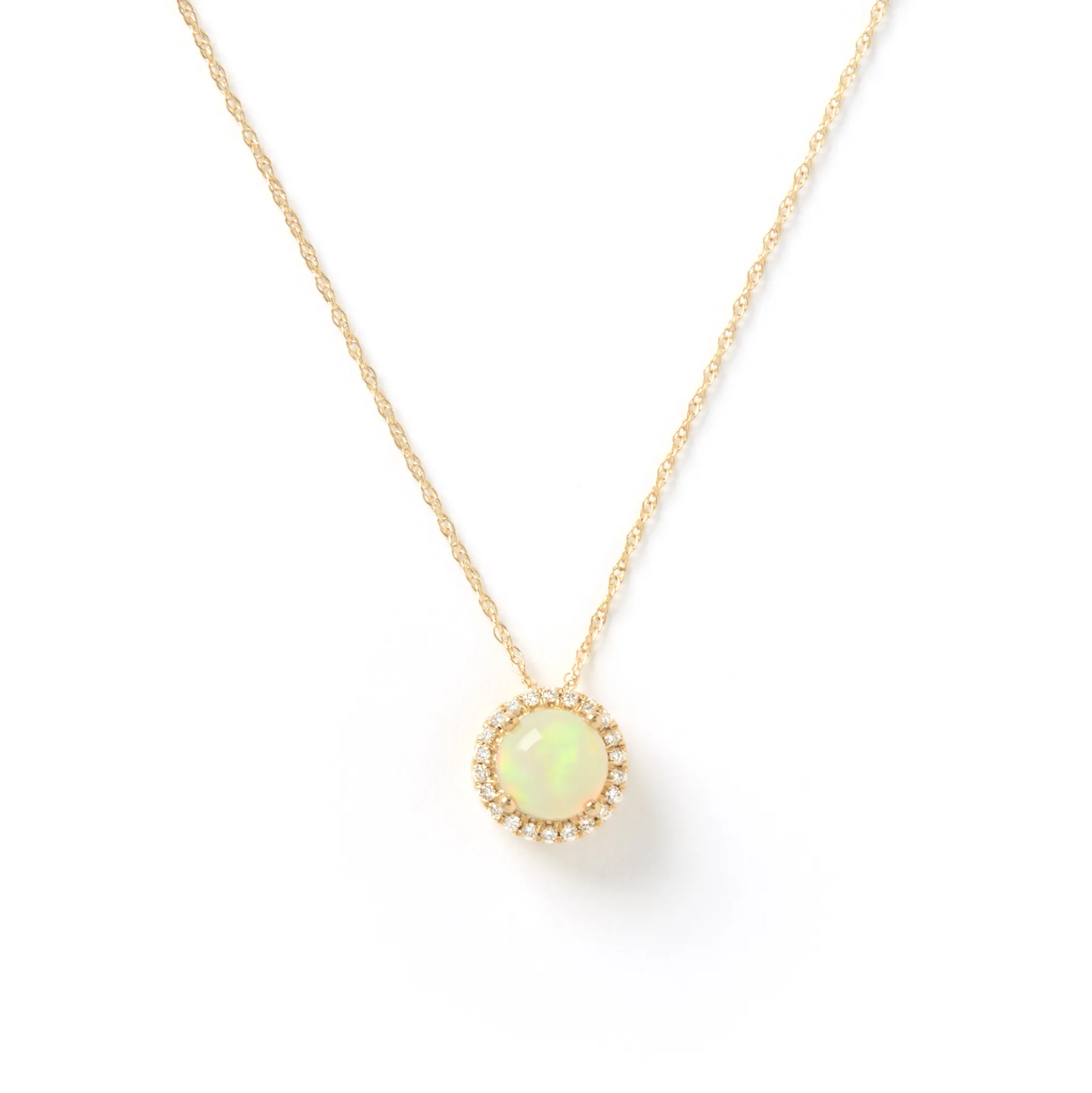 Opal Pendant Necklace, 14K Yellow Gold