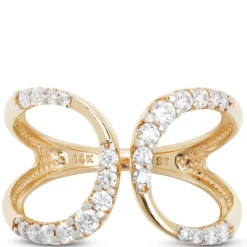 Open Bypass Diamond Ring, 14K Yellow Gold