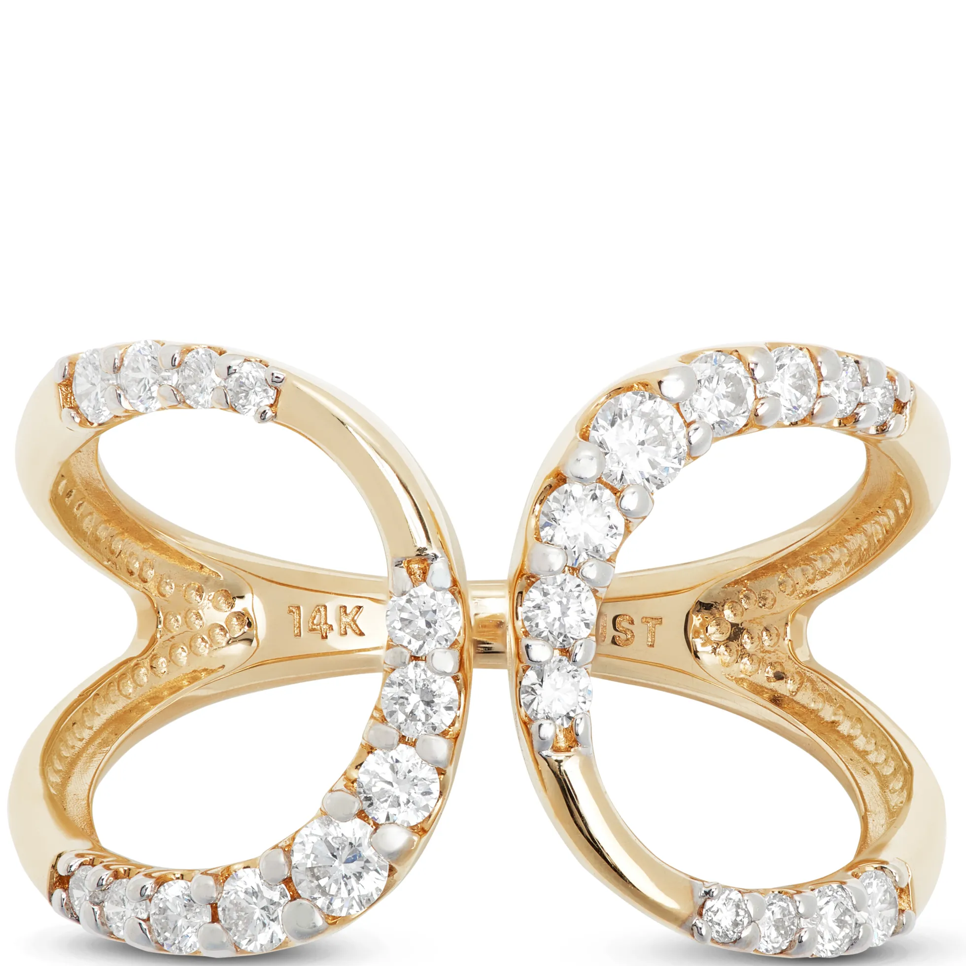 Open Bypass Diamond Ring, 14K Yellow Gold